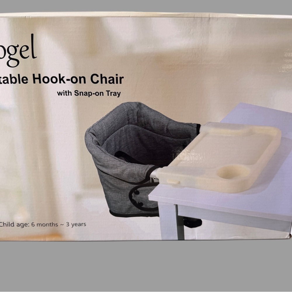 Portable Hook-on Chair with Snap-on Tray - Gray